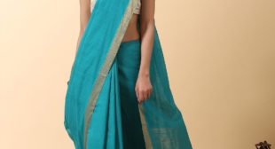 Handloom Mangalgiri Cotton Saree with Nizam Border – Teal – Sarees